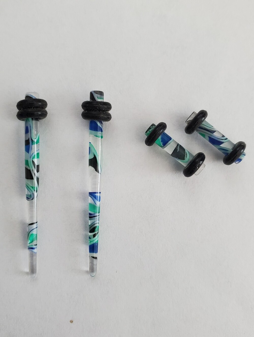 Green blue UV acrylic marble tapers & plugs